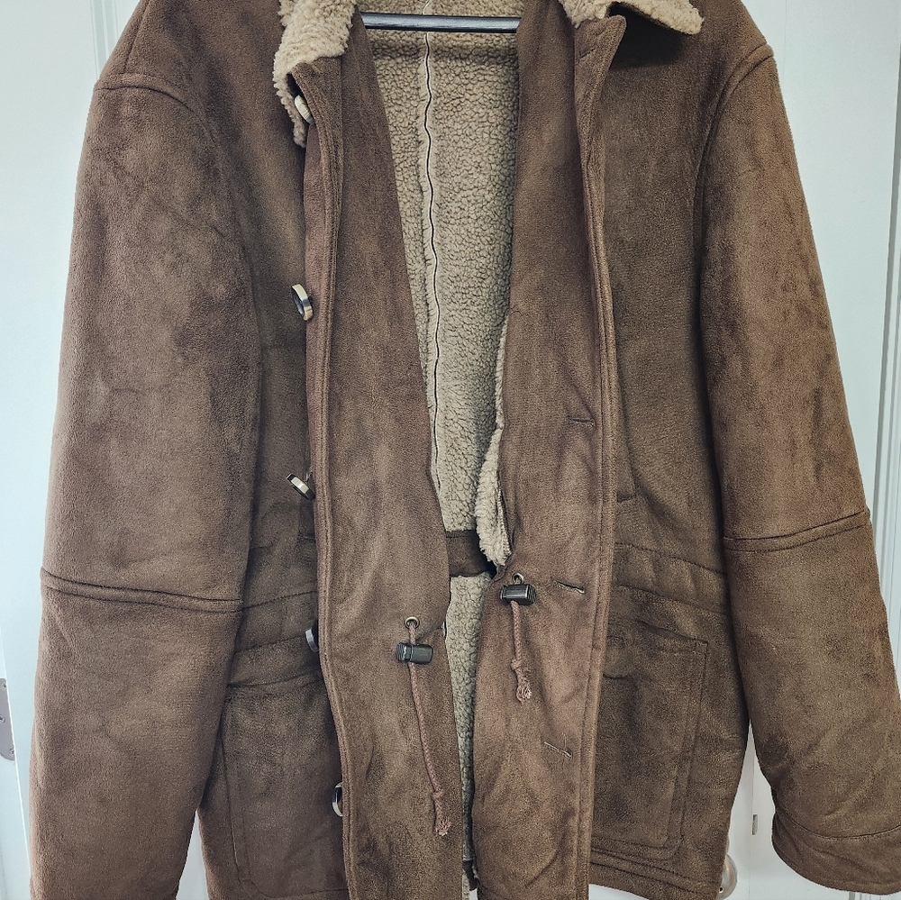St. Johns Bay Woman's XL Brown Suede Shearling Collar Jacket - Picture 4 of 8